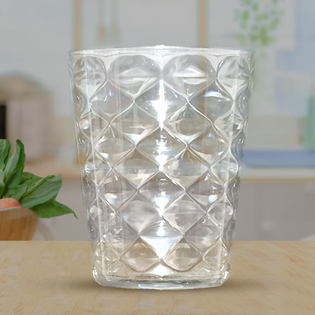 Apex Pyramid Design Unbreakable Plastic Glass – 300 ML
