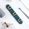 Wall-mounted toothbrush holder with shelves and hooks for bathroom organization.