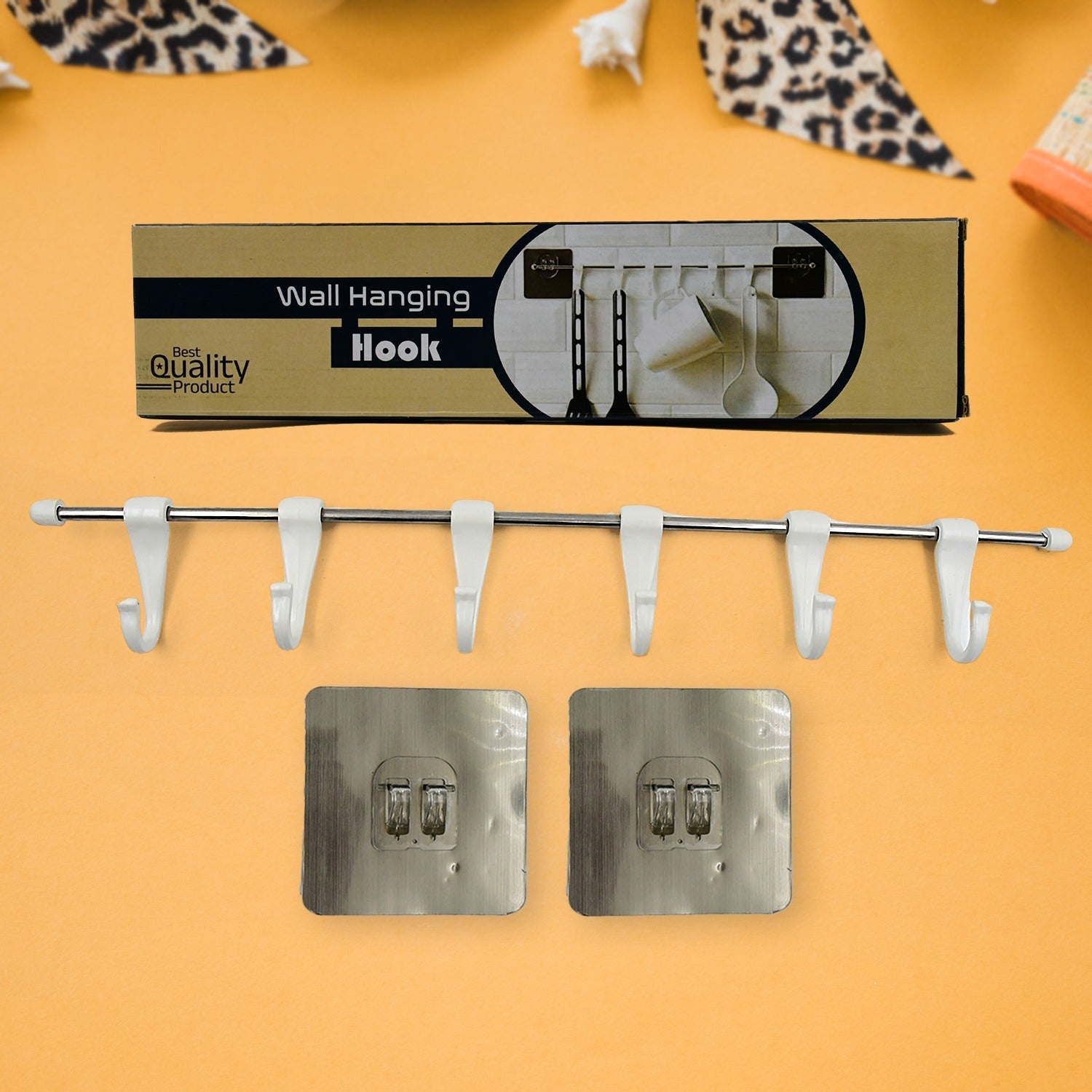 Stainless Steel Utensil Hanger Rail Nail Free Wall Mount