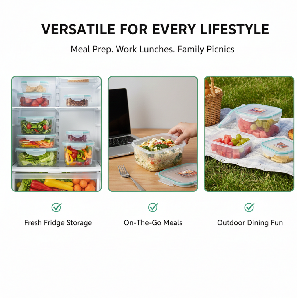 Kitchen Storage Containers Set – Fridge Organizer Lunch Boxes (5 Pcs)
