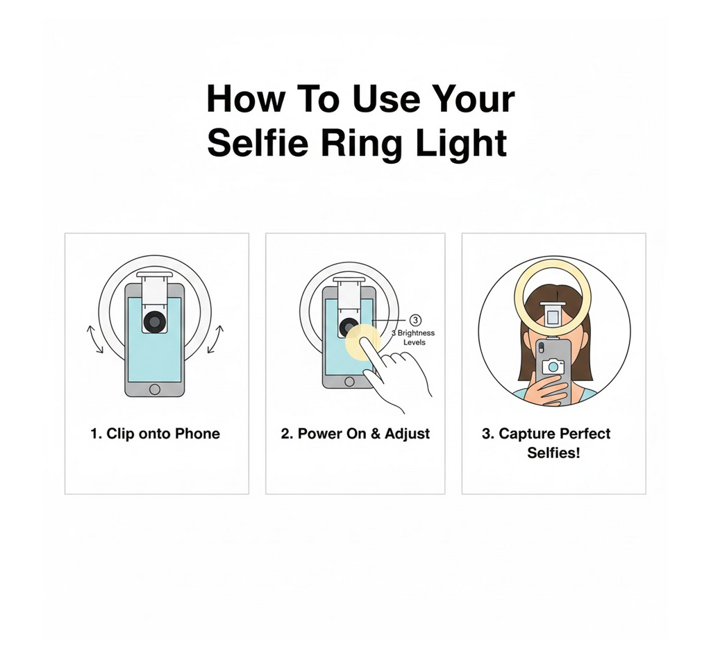 Selfie Flash Ring Light with 3 Level of Brightness (1 Pc)