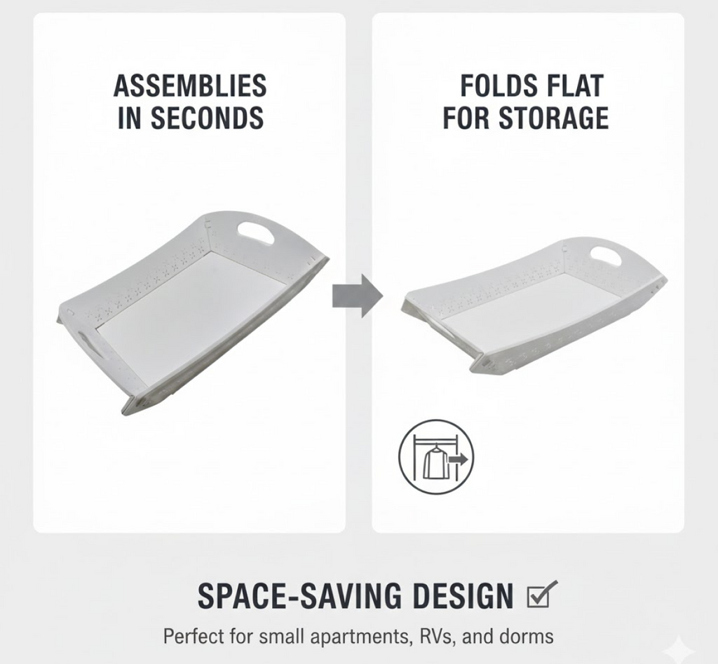 Foldable Plastic Serving Tray - Portable with Handle for Kitchen & Dining (1pc)