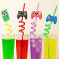 Plastic Straws Reusable Drinking Straws (4 pc Set / Mix design)